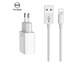 Mcdodo charger 220V, 2x USB, 2.4A, Lightning cabel, 1m, white