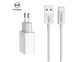 Mcdodo charger 220V, 2x USB, 2.4A, USB C cabel, 1m, white
