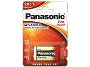 Battery Panasonic PRO POWER 9V, 6LR61, A1604, 6LF22, 6F22, 6UM6, MN1604, LR22, blister 1 pcs